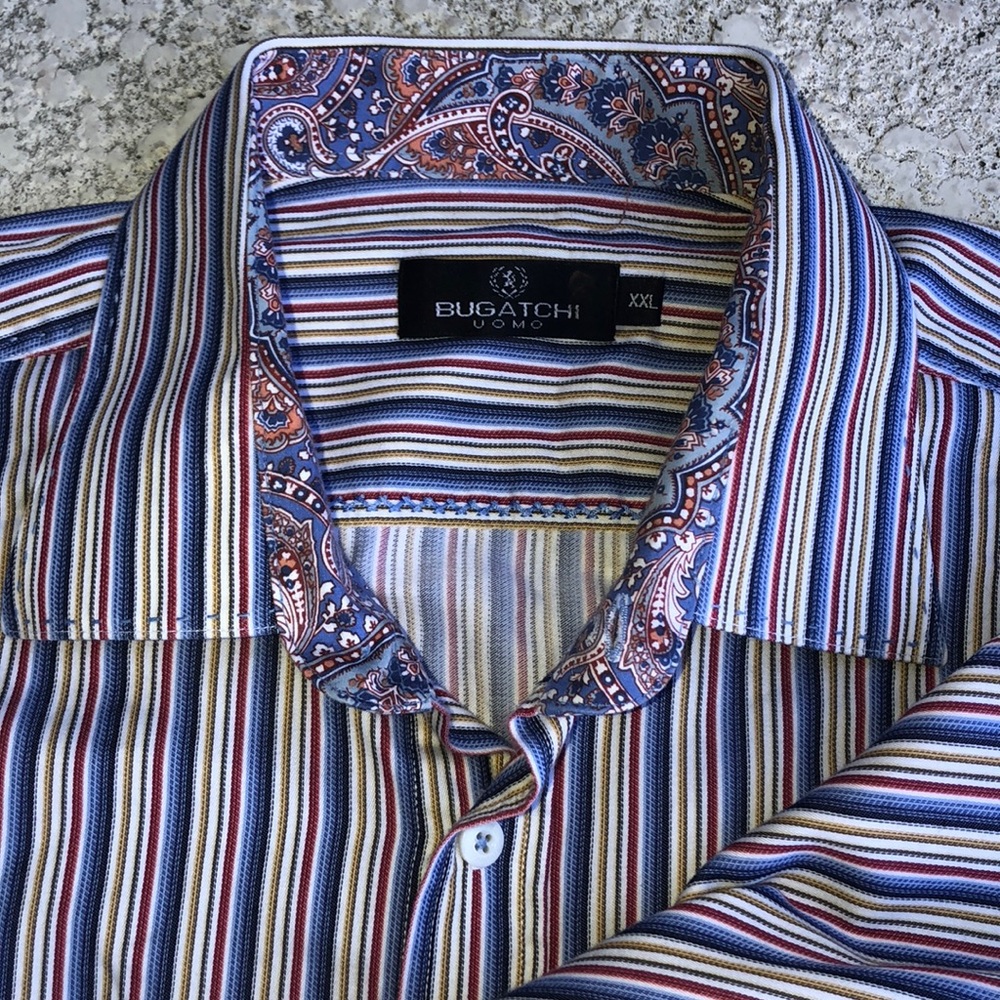 Bugatchi Uomo striped long sleeved shirt EUC XXL